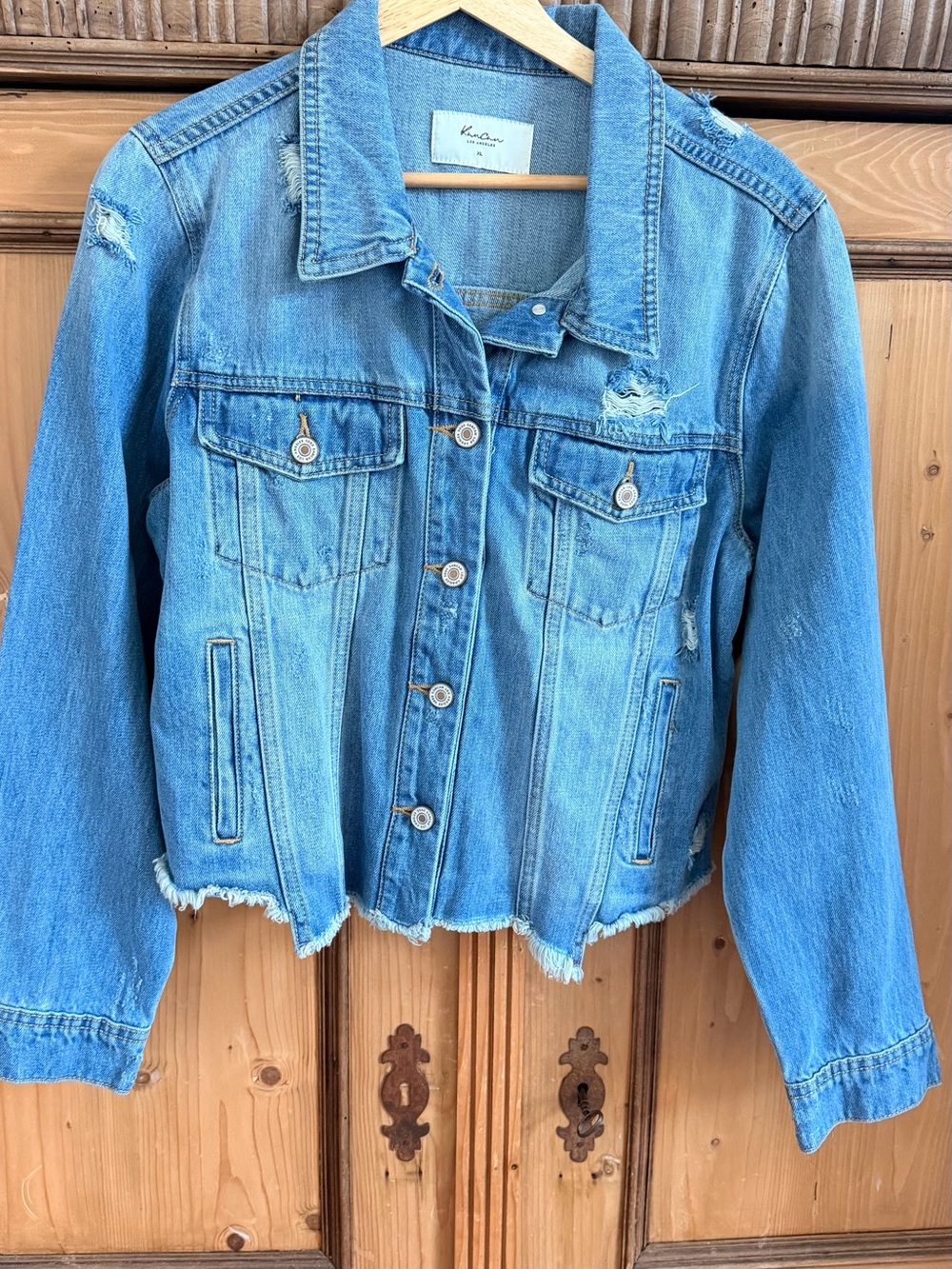 NWOT KanCan Light Blue Distressed Denim Jacket